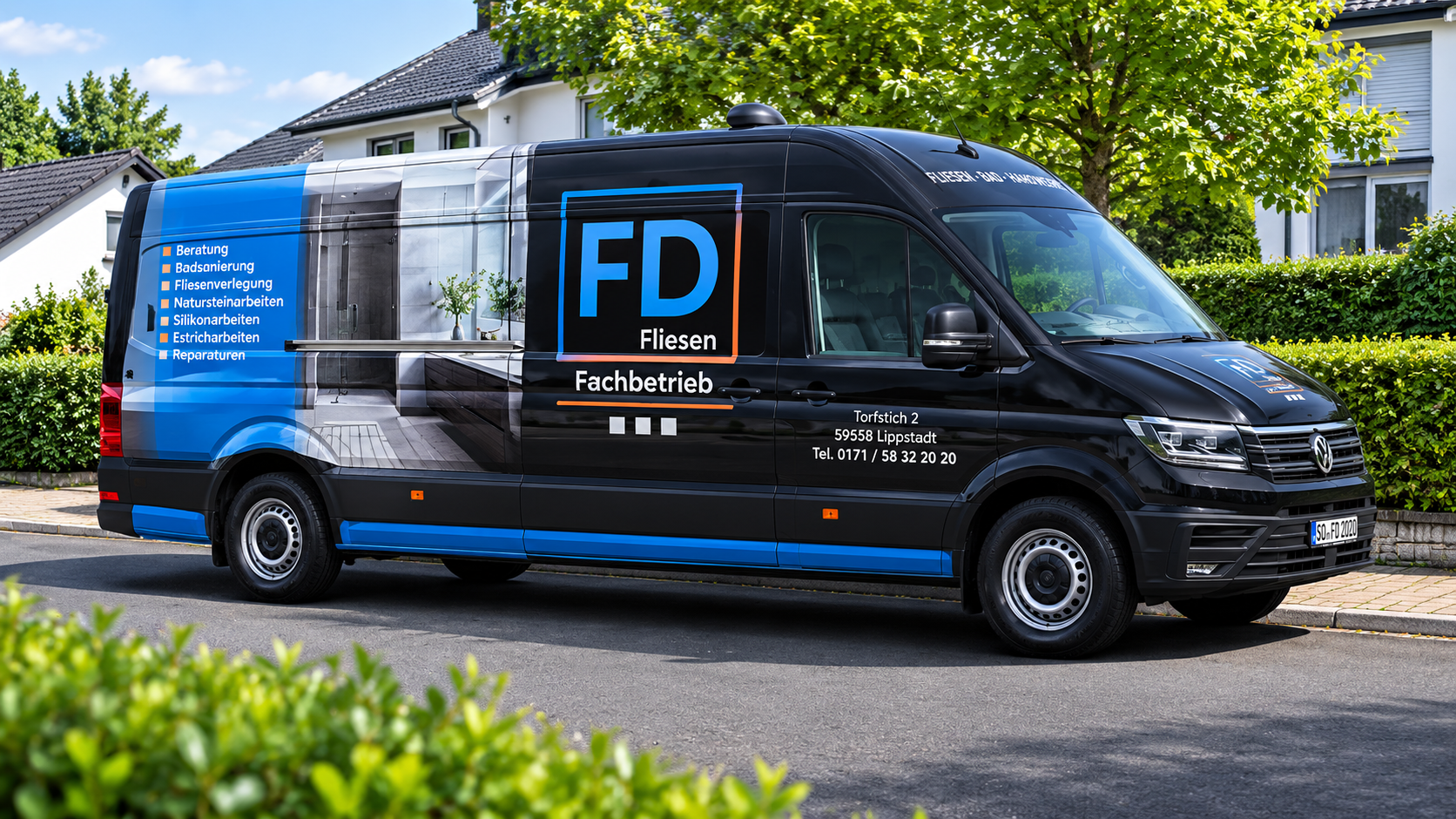 FD Fliesen Firmenfahrzeug als Vorschau des Instagram-Reels